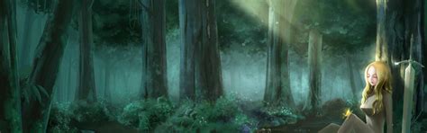 Download wallpaper forest, water, girl, light, trees, flowers, nature ...