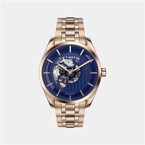 Timex E Class Men Automatic Blue Dial Analog Stainless Steel Watch ...