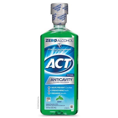Buy ACT Anticavity Zero Alcohol Fluoride Mouthwash 18 fl. oz. (Pack of ...