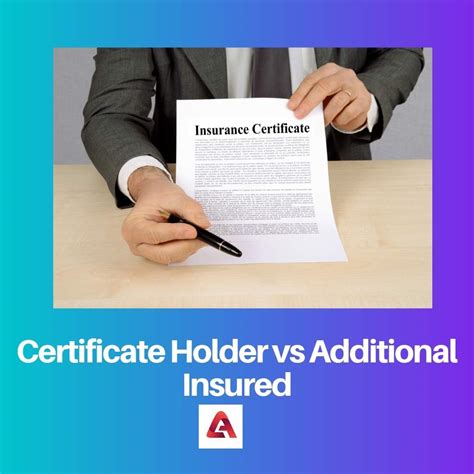 Certificate Holder vs Additionally Insured: Difference and Comparison