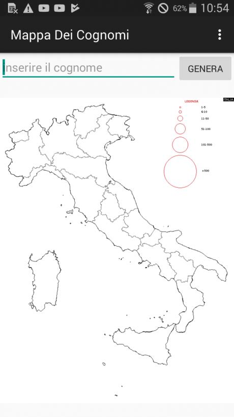 Mappa Dei Cognomi mostra la distribuzione geografica dei cognomi in Italia
