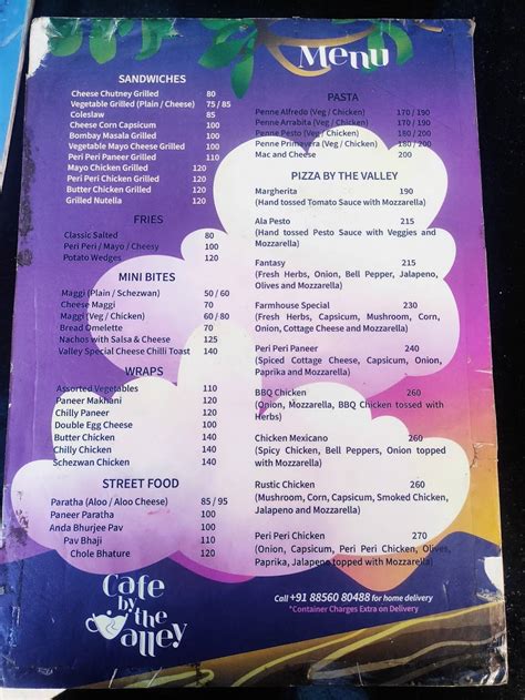 Menu at Cafe By The Valley, Lavasa