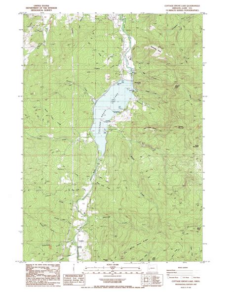 Cottage Grove Lake topographic map 1:24,000 scale, Oregon