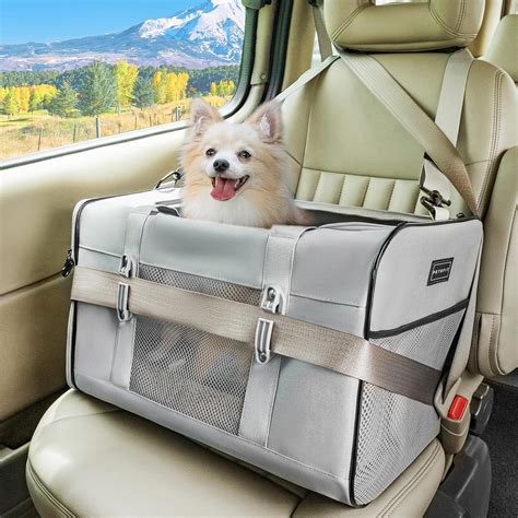 PETSFIT Large Cat Car Carrier，Small Dog Travel Carrier with Patented Buckle and Soft Padding ...
