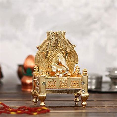 Webelkart Handcrafted Premium Gold Plated Metal Singhasan for Pooja ...