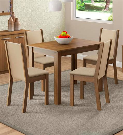 Madesa 4 Seater Dining Set, Rectangular 160 cm Table, 4 Cushioned ...