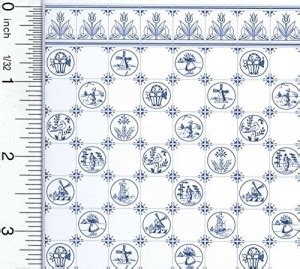 Jackson Miniatures Dollhouse Blue Dutch Tile Design Wallpaper ...