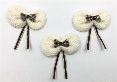 Off White & Brown Cute Bow Shape Patches