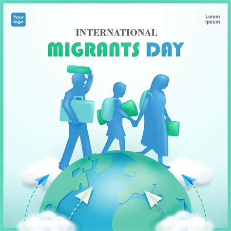 International Migrants Day. Families migrate due to war, climate change and global political ...