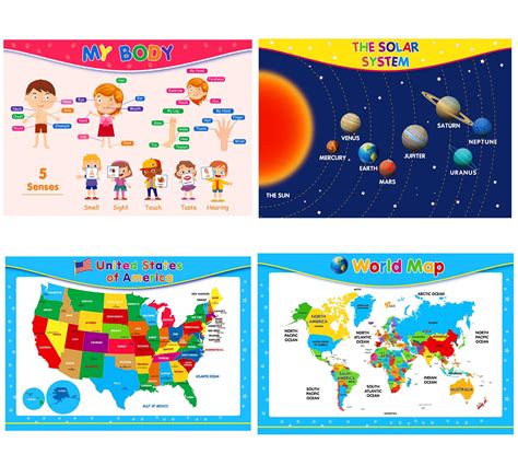 Buy EVERJETTING 4 Pack Extra Large Educational , 17 x 24'' Preschool ...