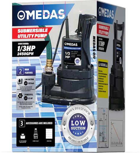 MEDAS Ultra Low Suction Sump Pump 1/3 HP 2450 GPH India | Ubuy