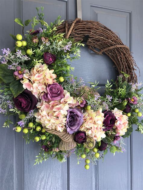 Everyday Wreath Front Door Wreath Hi Grapevine Wreath Mint Green Flower ...