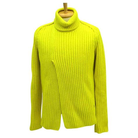 Louis Vuitton Chunky Rib Slit Turtleneck Sweater Yellow Cashmere Wool ...