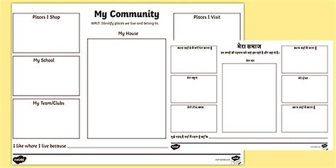 My Community Worksheet (English/Hindi)