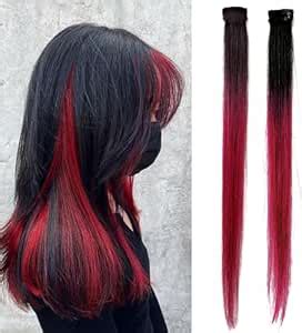 Single Clip Human Streak Side Covers Up Extension Ombre Burgundy-Pack ...