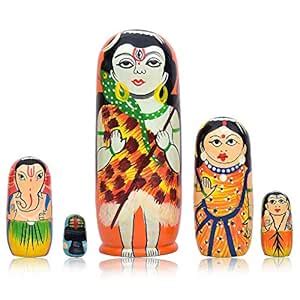 Buy Toolart Fine Craft India Wooden Hand-Painted Shiva Family Nesting ...