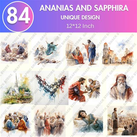 84 Watercolor Ananias and Sapphira Clipart | Christian Religious Bible ...