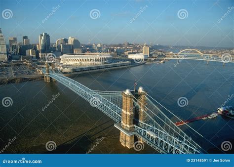 Roebling Suspension Bridge, Cincinnati, OH Editorial Photo - Image of ...