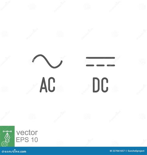 Direct and Alternating Current DC and AC Symbol Sign Icon Stock Vector ...