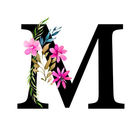 Free Transparent Floral Alphabet Illustration letter M - PNG Basket