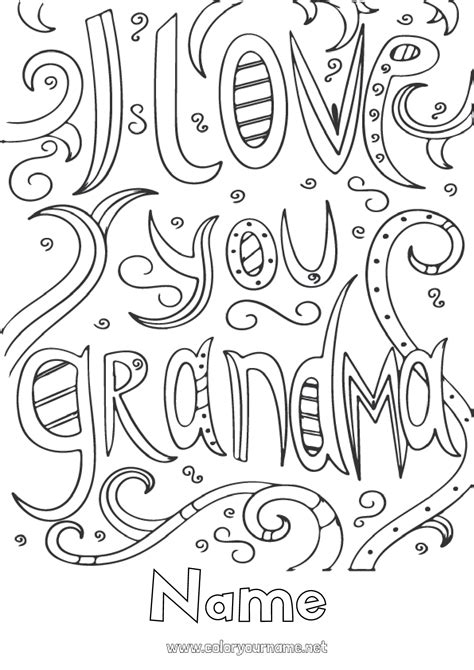 Coloring page No.932 - Grandma I love you "Love": message