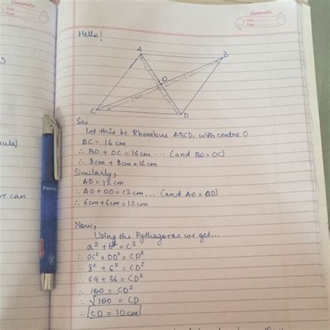 [Expert Verified] THE LENGTHS OF A DIAGONALS OF THE RHOMBUS ARE 16 cm ...