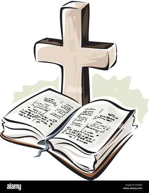 Open Bible With Cross Drawing