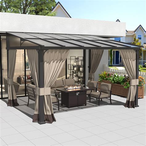 Amazon.com : U-MAX Outdoor Pergola 10' x 10' Gazebo, Wall-Mounted Lean ...