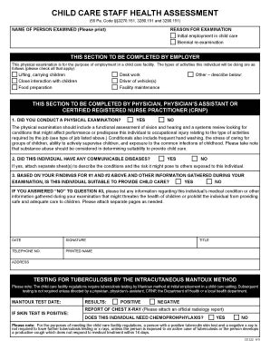 Child Care Staff Health Assessment Form - Fill Out, Sign & Share Online ...