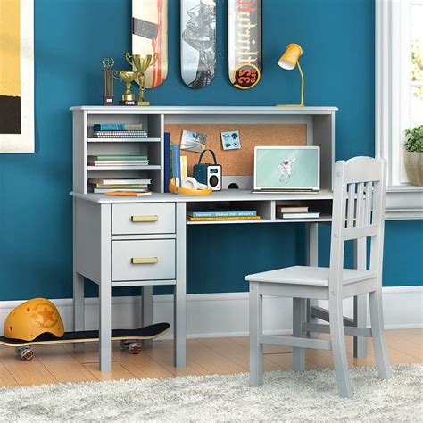 Buy Guidecraft Taiga Desk, Hutch and Chair - Gray: Kids Wooden Computer ...