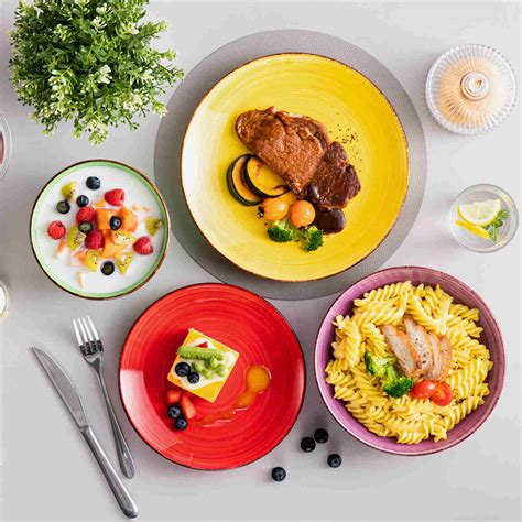 Bonita 24 Piece Dinnerware Set, Colorful Stoneware Set, Service for 6 ...