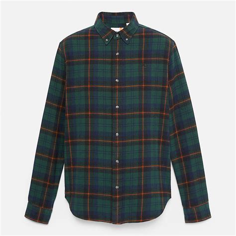Checked Flannel Shirt for Men in Dark Green
