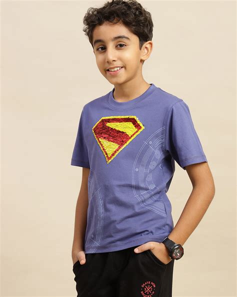 Superman Printed Regular Fit Reversible Sequin Tshirt For Boys – Kidsville