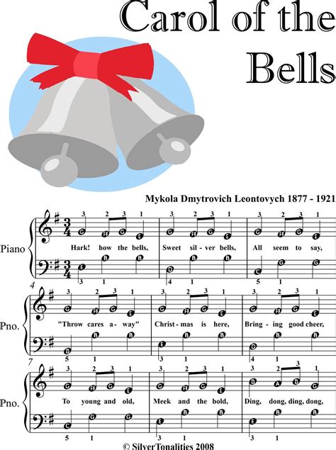 Carol of the Bells Easy Piano Sheet Music with Colored Notes eBook por ...
