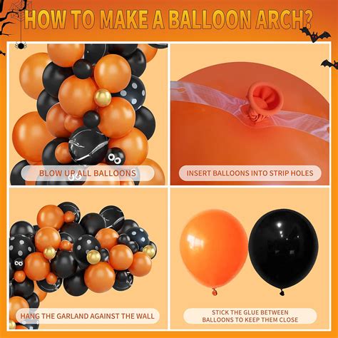 Buy HDO Halloween Balloon Arch Kit, 90 Pcs Black Orange Gold Balloons ...