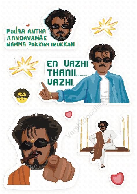 Padayappa Rajini sticker sheet || size A6 || pixel art – Varshidoodles