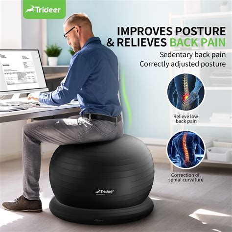 Trideer Ball Chair 65cm with Base & Bands | Exercise & Stability Ball ...