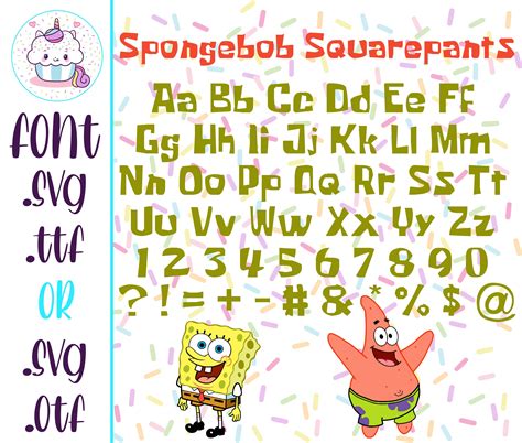 Spongebob Squarepants FONT SVG alphabet for Cricut Silhouette | Etsy