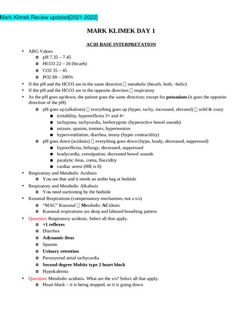 Image result for Mark Klimek Lab Values