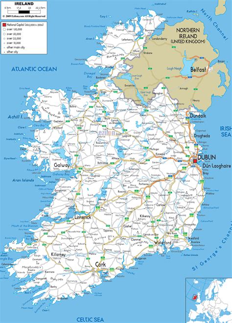 Printable Map Of Ireland With Cities