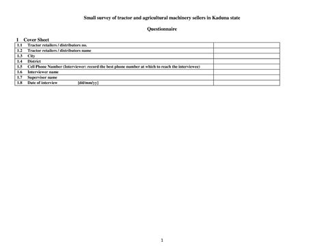 Nigeria Tractor Sellers Survey 2018 Questionnaire - Small survey of ...