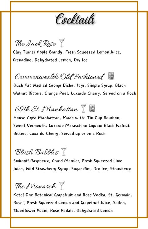 Drink Menu - Jack Rose Social Club