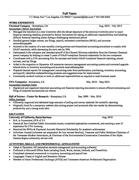 Example Resume for Accountant - Los Angeles Resume Service
