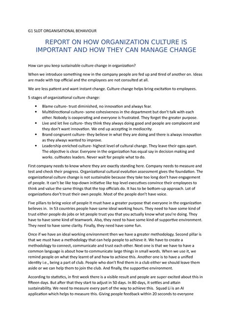 ORGANIZATION CULTURE - Ideas are made with top official and the ...