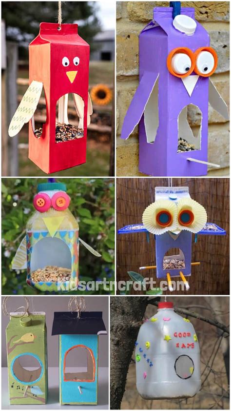 Milk Carton Bird Feeder Crafts - Kids Art & Craft