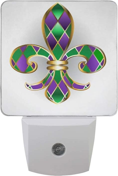 Buy Mardi Gras Night Light 2 Pack, Gold Lily Fleur De Lis Plug-in LED ...