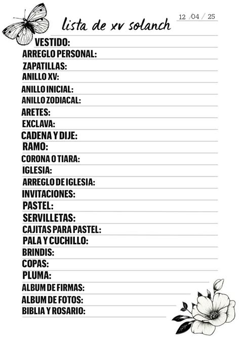Lista De Padrinos De Xv Para Imprimir