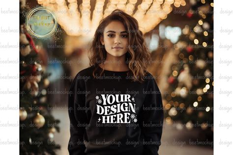 Black Christmas Sweater Model Mockup Graphic by TheBest Mockup ...