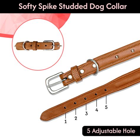 Adil's Spiked Softy Leather Dog Collar with Mushroom Rivet Studs - Adj ...