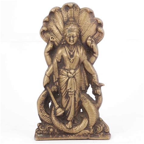 Brass Lord Vishnu Standing on Sheshnag